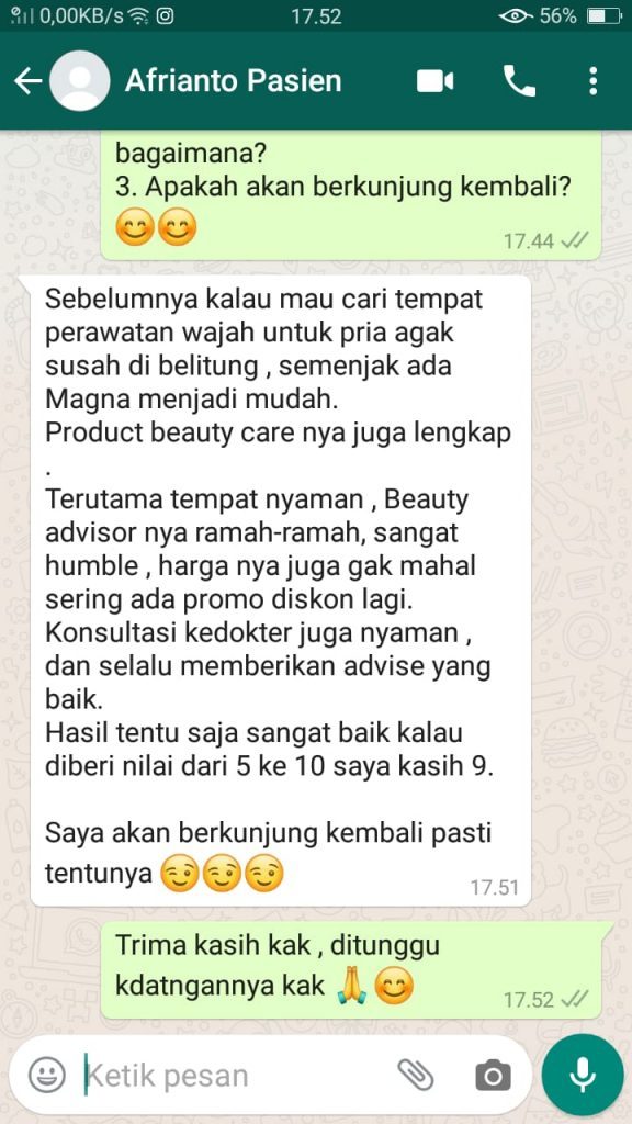 Testimonial klinik kecantikan magna belitung jakarta Review klinik kecantikan magna belitung4