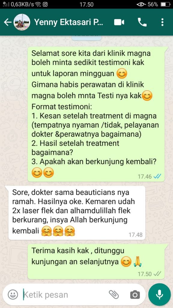 Testimonial klinik kecantikan magna belitung jakarta Review klinik kecantikan magna belitung4 8