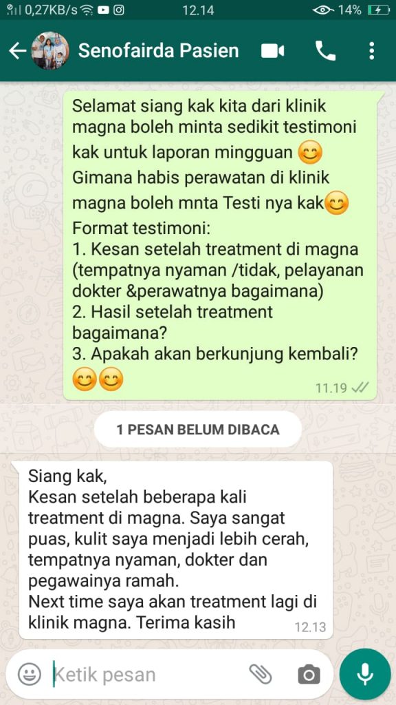 Testimonial klinik kecantikan magna belitung jakarta Review klinik kecantikan magna belitung6
