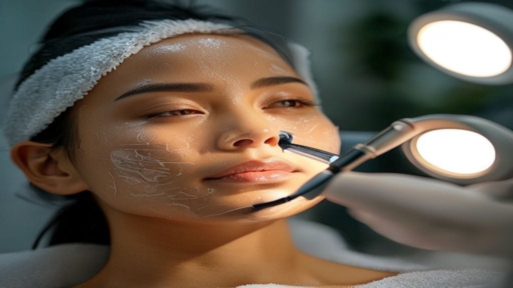 Facial treatment oleh terapis klinik untuk membersihkan dan merawat kulit wajah secara profesional