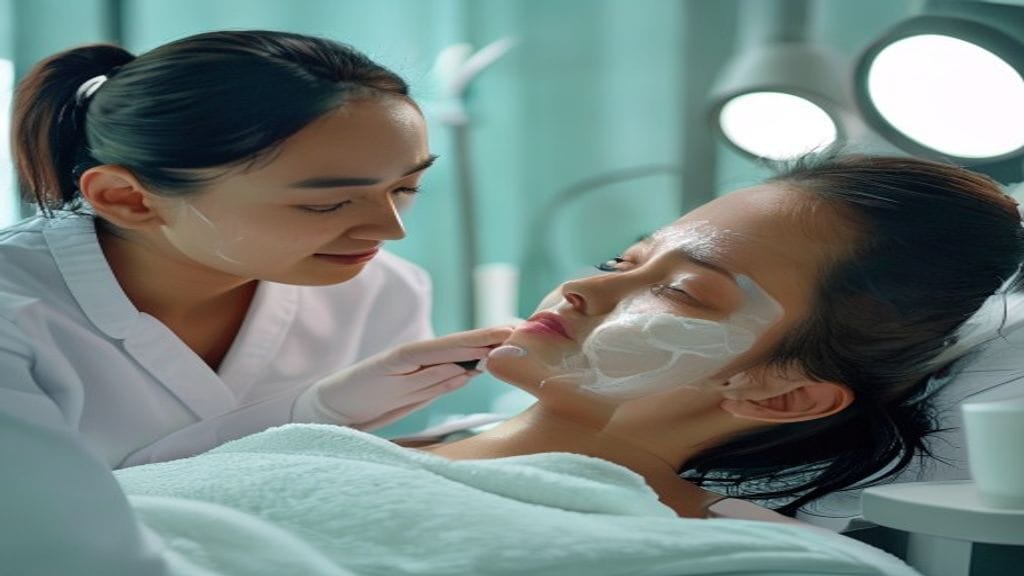 Facial treatment di klinik estetika untuk membersihkan wajah dan membantu menjaga kesehatan kulit wajah.