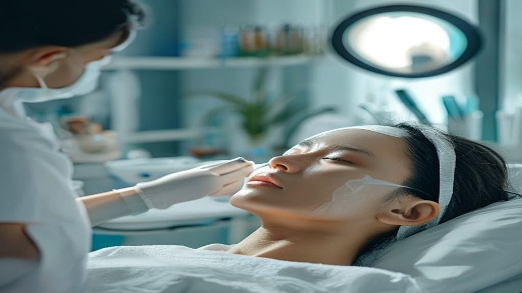 Facial treatment oleh terapis profesional untuk membersihkan dan merawat kulit wajah di klinik estetika
