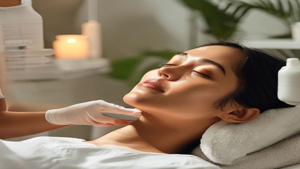 Facial treatment di klinik estetika untuk membersihkan wajah, mengangkat sel kulit mati, dan merawat kulit kusam