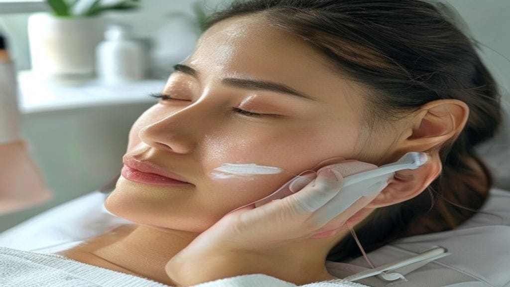 Facial treatment di klinik estetika dengan pembersihan wajah untuk membantu menjaga kulit tetap sehat dan terawat