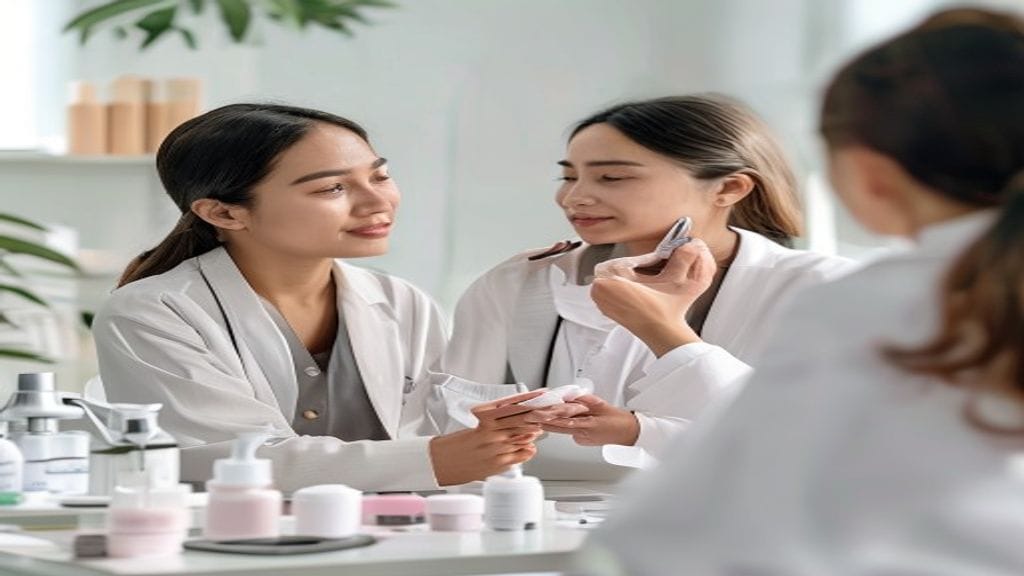 Facial treatment oleh terapis klinik untuk membantu merawat kulit wajah agar tampak bersih dan segar