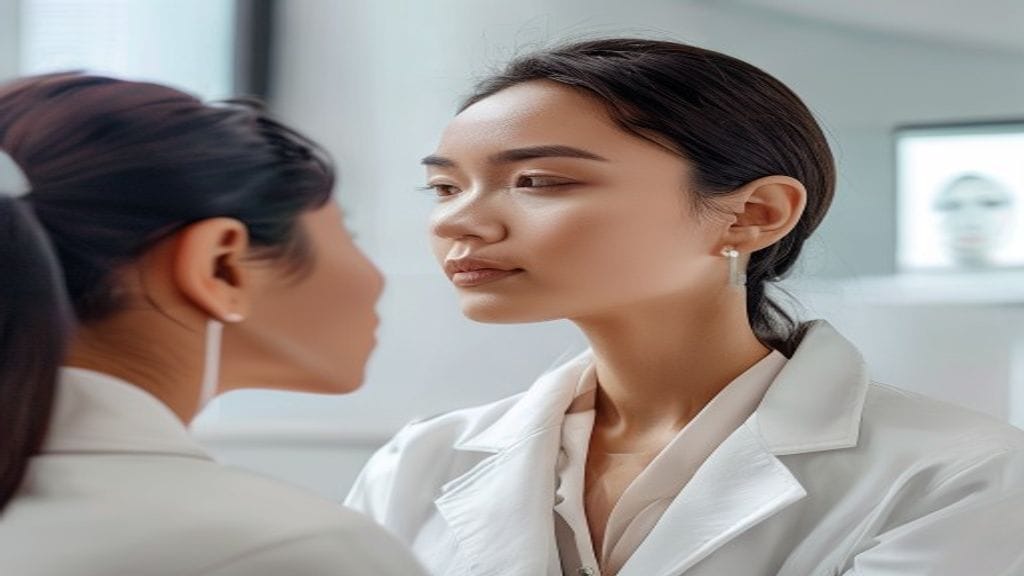 Dokter estetika melakukan prosedur filler hidung untuk membantu membentuk kontur hidung lebih proporsional