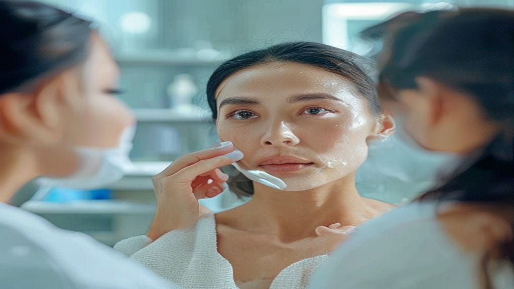 Fasad klinik kecantikan terdekat dengan layanan perawatan wajah dan konsultasi estetika profesional