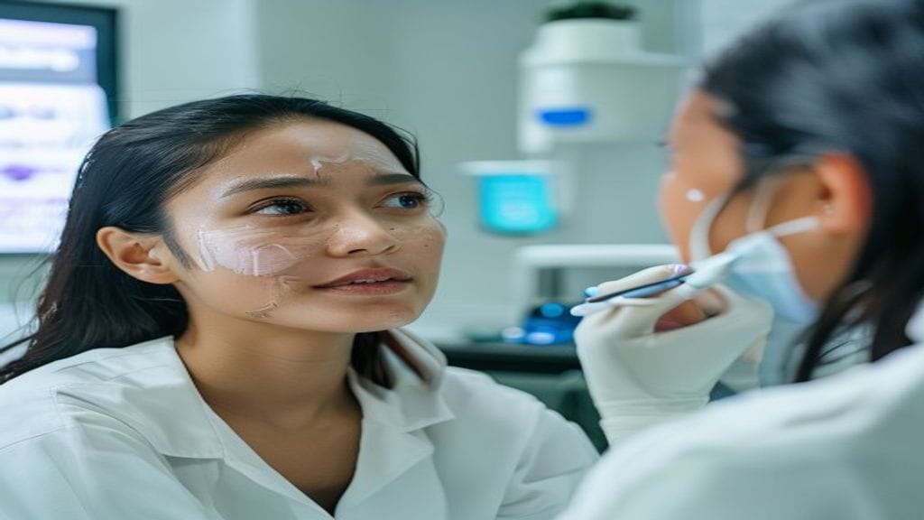 Perawatan laser wajah di klinik estetika untuk membantu meratakan tekstur kulit dan tampilan noda halus