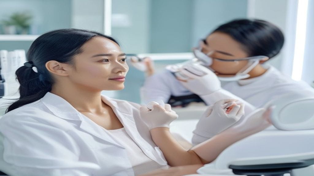 Perawatan skin booster untuk membantu hidrasi kulit wajah di klinik estetika ditangani tenaga medis