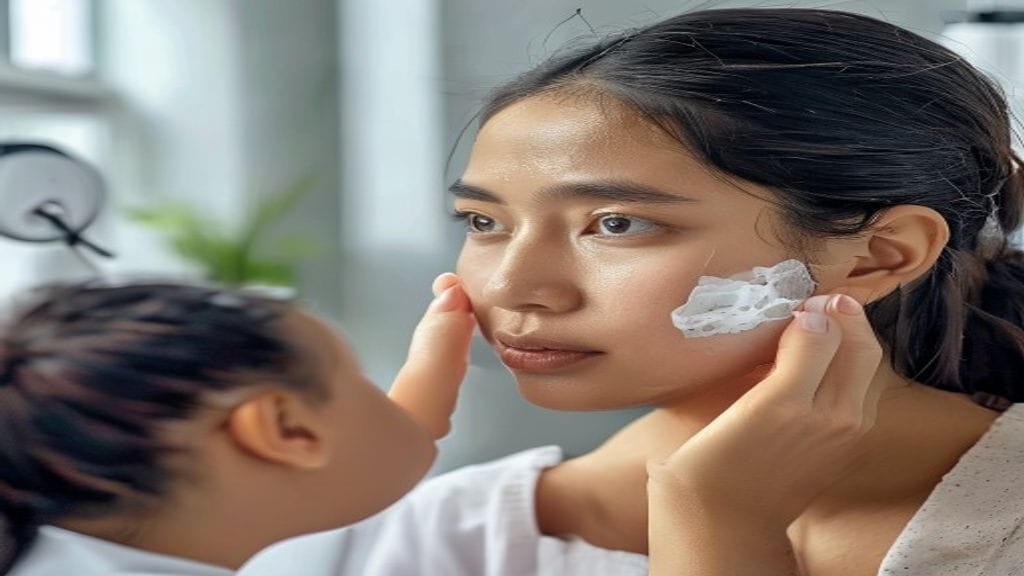 Ilustrasi treatment skin booster untuk membantu hidrasi kulit wajah agar tampak lebih segar dan halus