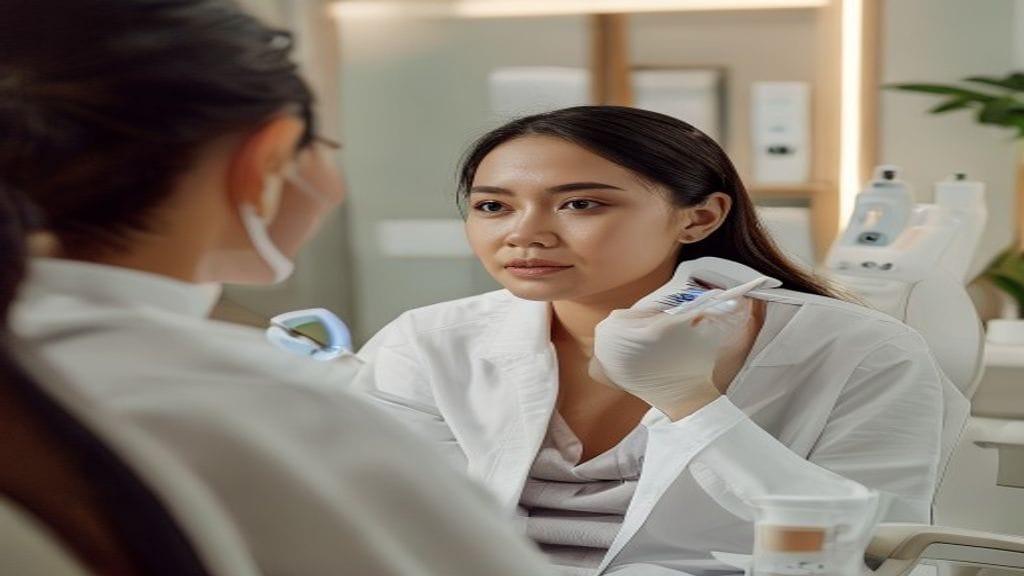 Dokter estetika melakukan treatment skin booster untuk membantu hidrasi dan tampilan kulit lebih segar