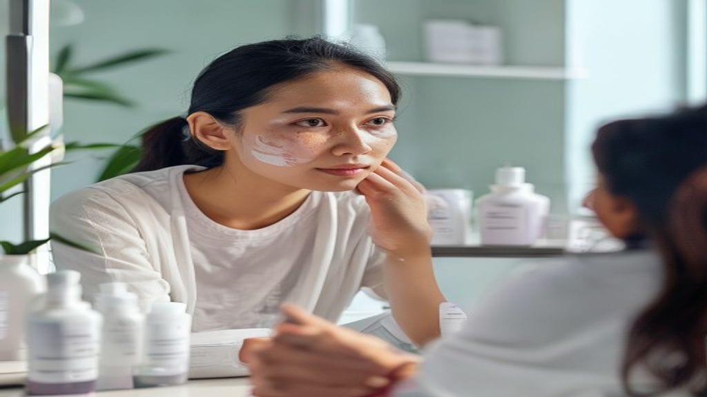 Dokter kulit menjelaskan skincare dokter yang sesuai kondisi kulit pasien di klinik estetika.