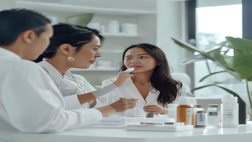 Ilustrasi skincare dokter untuk perawatan kulit sesuai kondisi wajah dengan konsultasi profesional