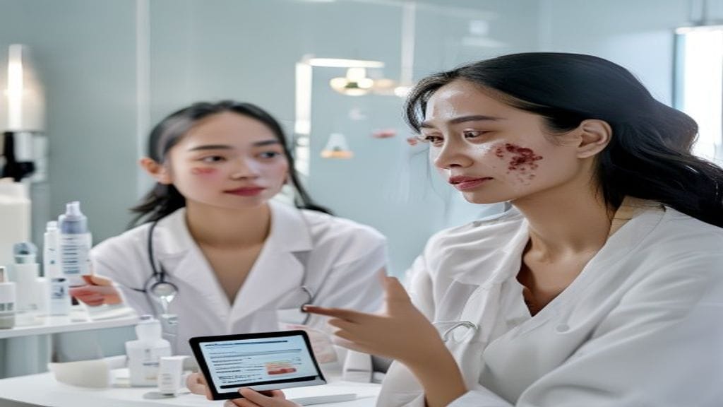 Dokter estetika menjelaskan skincare dokter sesuai kondisi kulit pasien di Klinik Magna