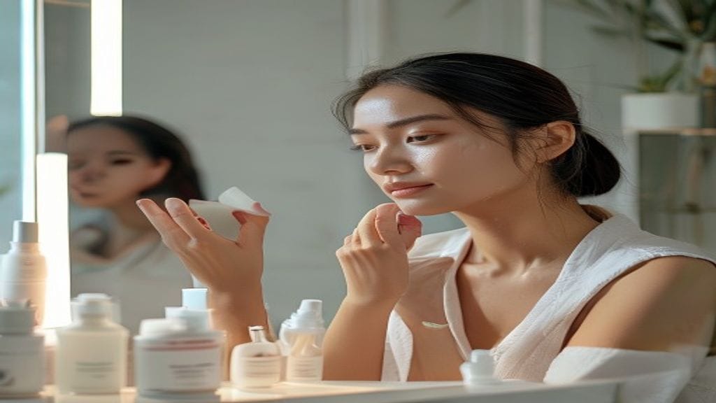 Ilustrasi skincare dokter dengan konsultasi kulit dan rangkaian perawatan wajah yang aman dan terarah