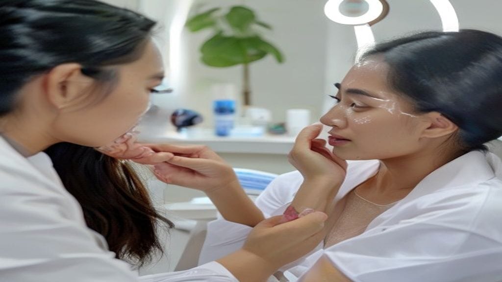 Dokter estetika menyuntikkan skin booster untuk membantu hidrasi dan memperbaiki tekstur kulit wajah.