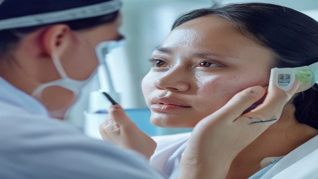 Dokter estetika melakukan treatment skin booster untuk membantu hidrasi dan kualitas kulit wajah.