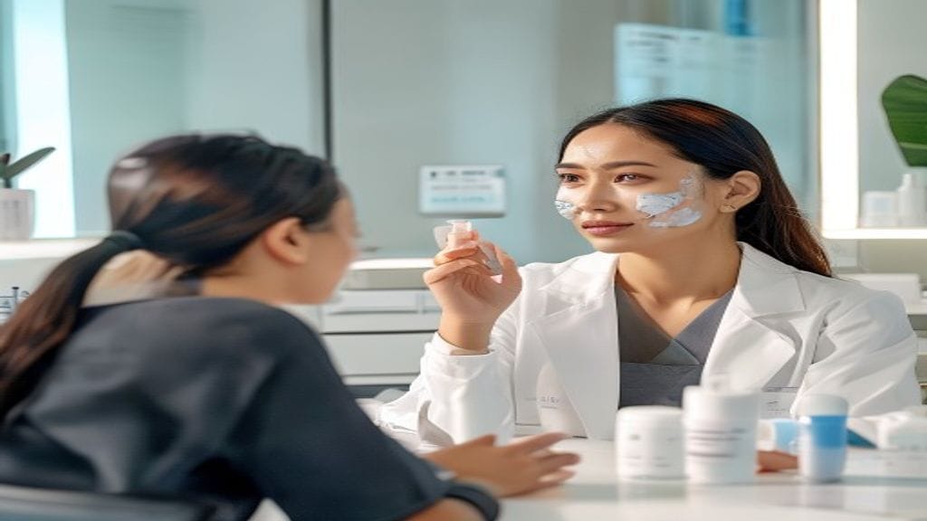Dokter kulit memberikan rekomendasi skincare dokter yang disesuaikan dengan kondisi dan kebutuhan kulit pasien.