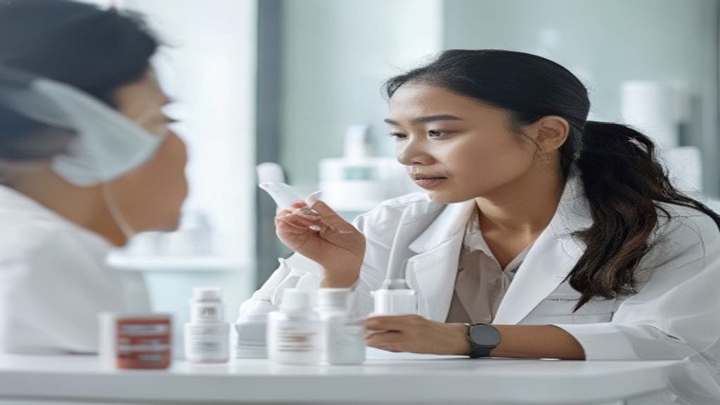 Skincare dokter di klinik estetika dengan konsultasi kulit untuk perawatan yang disesuaikan kebutuhan wajah